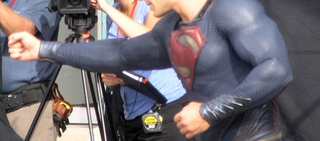 Henry Cavill as Superman on the set of Man of Steel