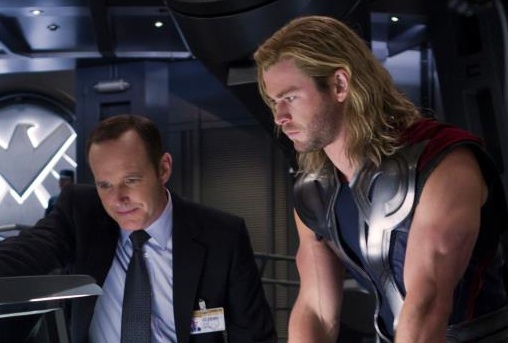 Agent Coulson and Thor in The Avengers