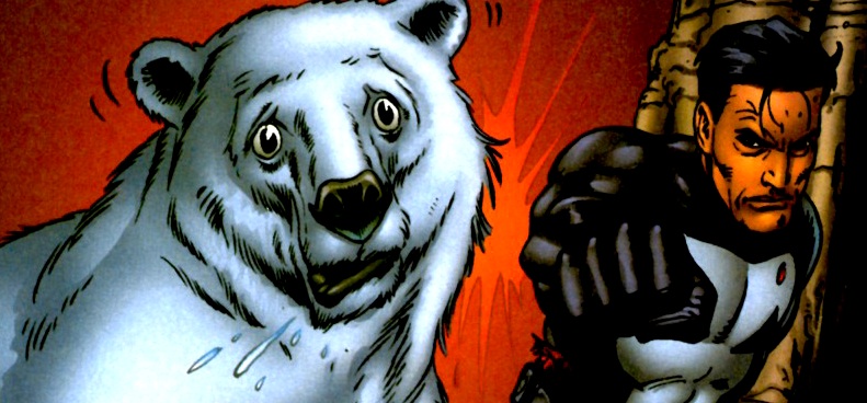 The Punisher punches a polar bear in Welcome Back, Frank