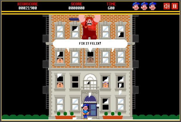 Play The Original Fix-It Felix Jr. 8-Bit Game Online for Wreck-It Ralph ...