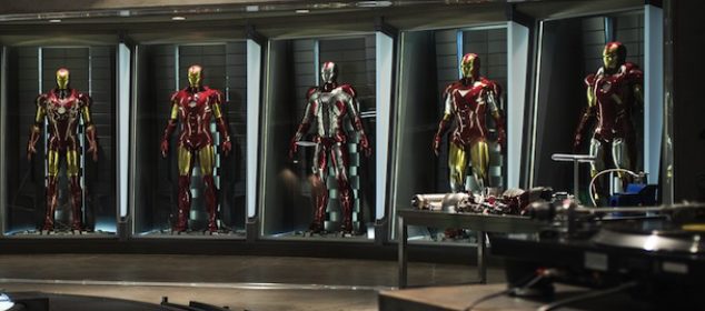 Iron Man 3 - First Official Photo - Robert Downey Jr and Iron Man Mark 1 through 7