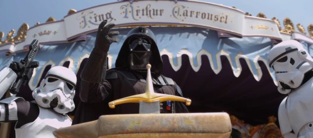 Darth Vader in Disneyland with Stormtroopers