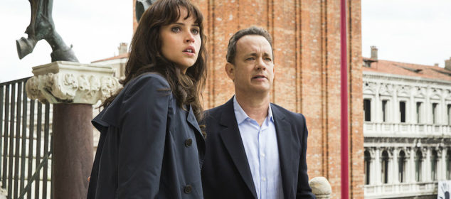 Langdon (Tom Hanks) and Sienna (Felicity Jones) on the balcony of St. Marks Basilica in Columbia Pictures' INFERNO.