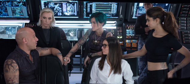 (L-R) Vin Diesel as Xander Cage, Toni Collette as Jane Marke, Ruby Rose as Adele Yusef, Nina Dobrev as Rebecca Clearidge, Deepika Padukone as Serena Unger, and Tony Gonzalez as Paul Donovan in xXx: RETURN OF XANDER CAGE by Paramount Pictures and Revolution Studios