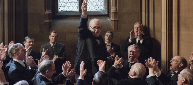 (ctr) Gary Oldman stars as Winston Churchill in director Joe Wright's DARKEST HOUR, a Focus Features release. Credit: Jack English / Focus Features