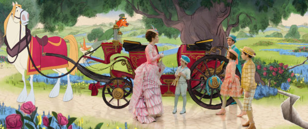 Emily Blunt is Mary Poppins, Lin-Manuel Miranda is Jack, Pixie Davies is Annabel, Nathanael Saleh is John and Joel Dawson is Georgie in Disney’s MARY POPPINS RETURNS, a sequel to the 1964 MARY POPPINS, which takes audiences on an entirely new adventure with the practically perfect nanny and the Banks family.