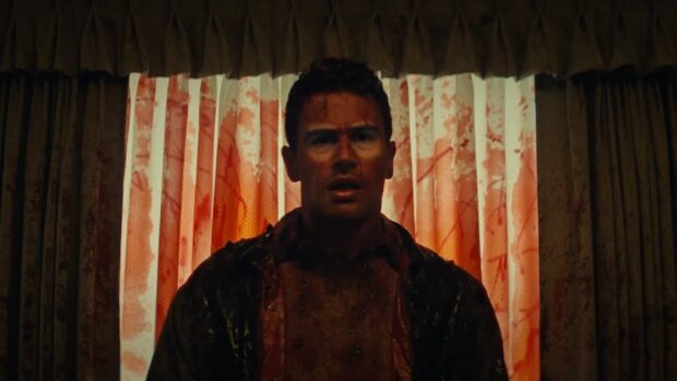 A blood-soaked Theo James in The Monkey (2025)