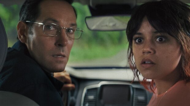 Paul Rudd and Jenna Ortega in Death of a Unicorn (2025)