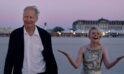 Elle Fanning and Stellan Skarsgård in Sentimental Value (2025)