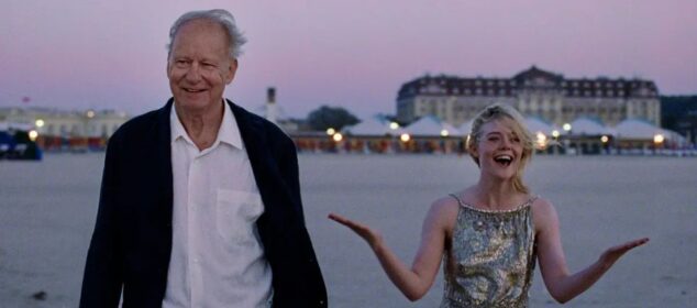 Elle Fanning and Stellan Skarsgård in Sentimental Value (2025)