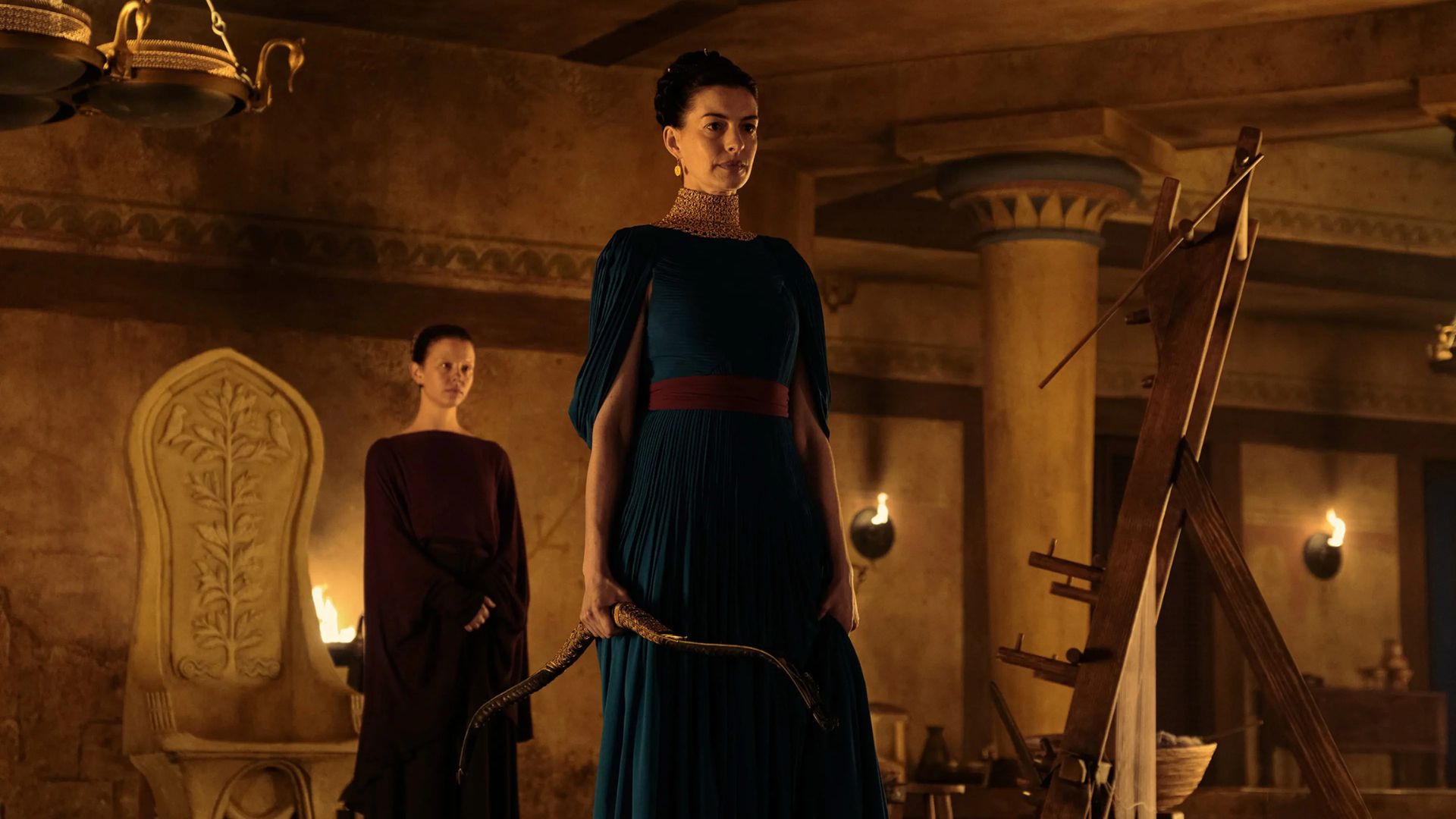 Anne Hathaway and Mia Goth in The Odyssey (2026)