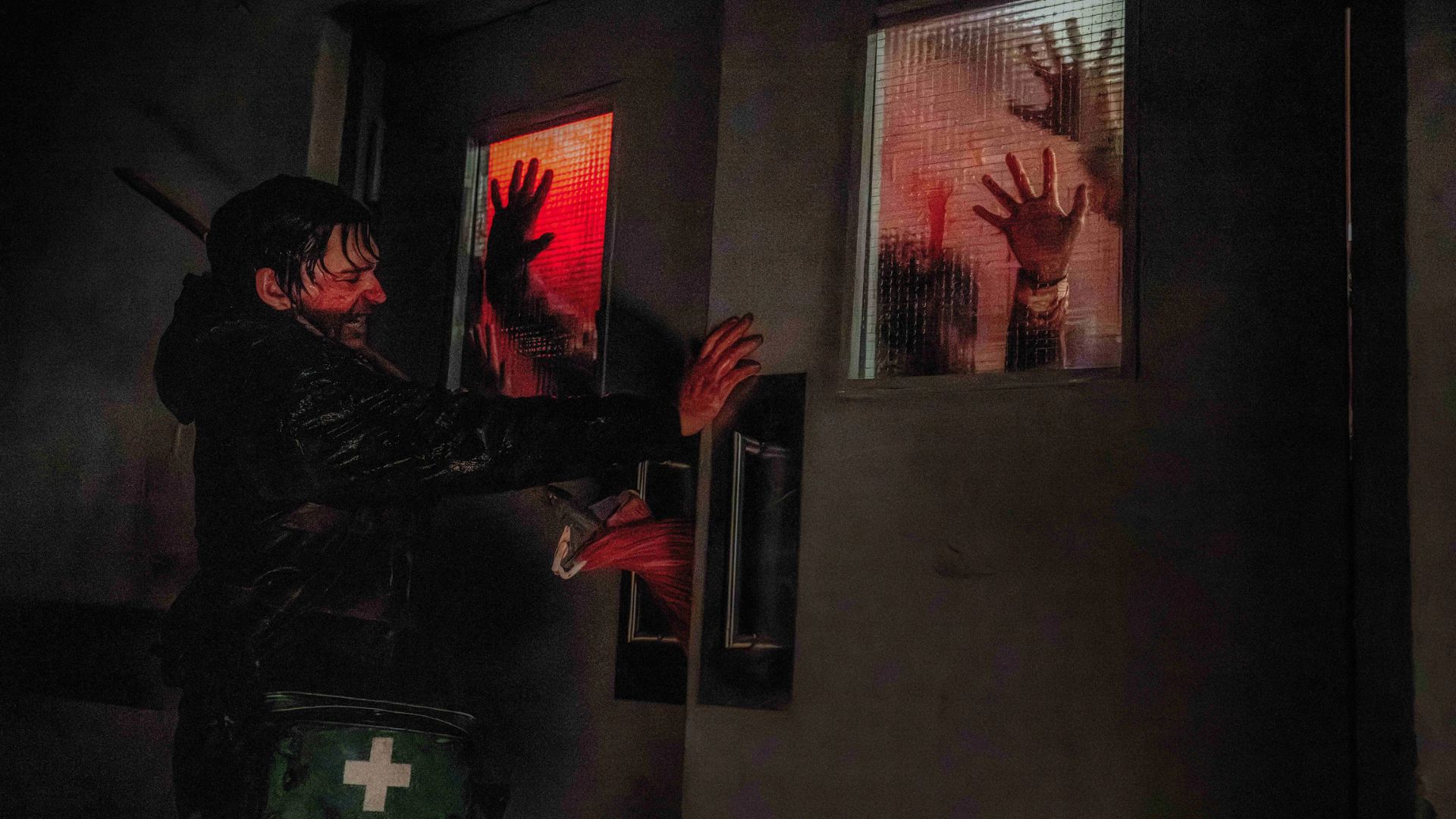 Austin Abrams holds the door in Resident Evil (2026)